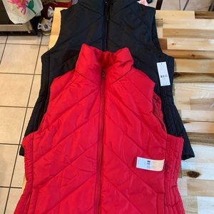 2 Vests NY&CO womens winter vest Puffer Jacket Red Blk
